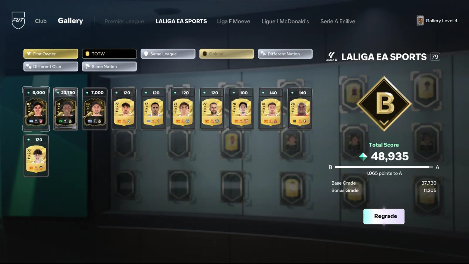 EA's LALIGA EA SPORTS Gallery Set in FC 27, graded B with a total score of 48,935
